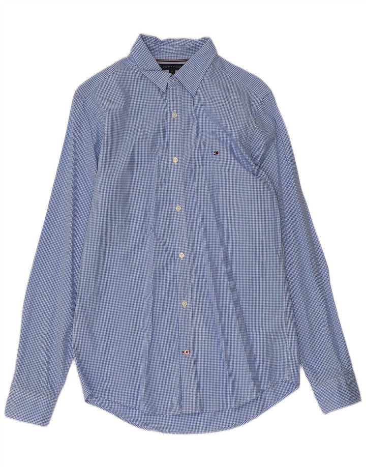 TOMMY HILFIGER Mens Slim Fit Shirt Medium Blue Gingham Cotton