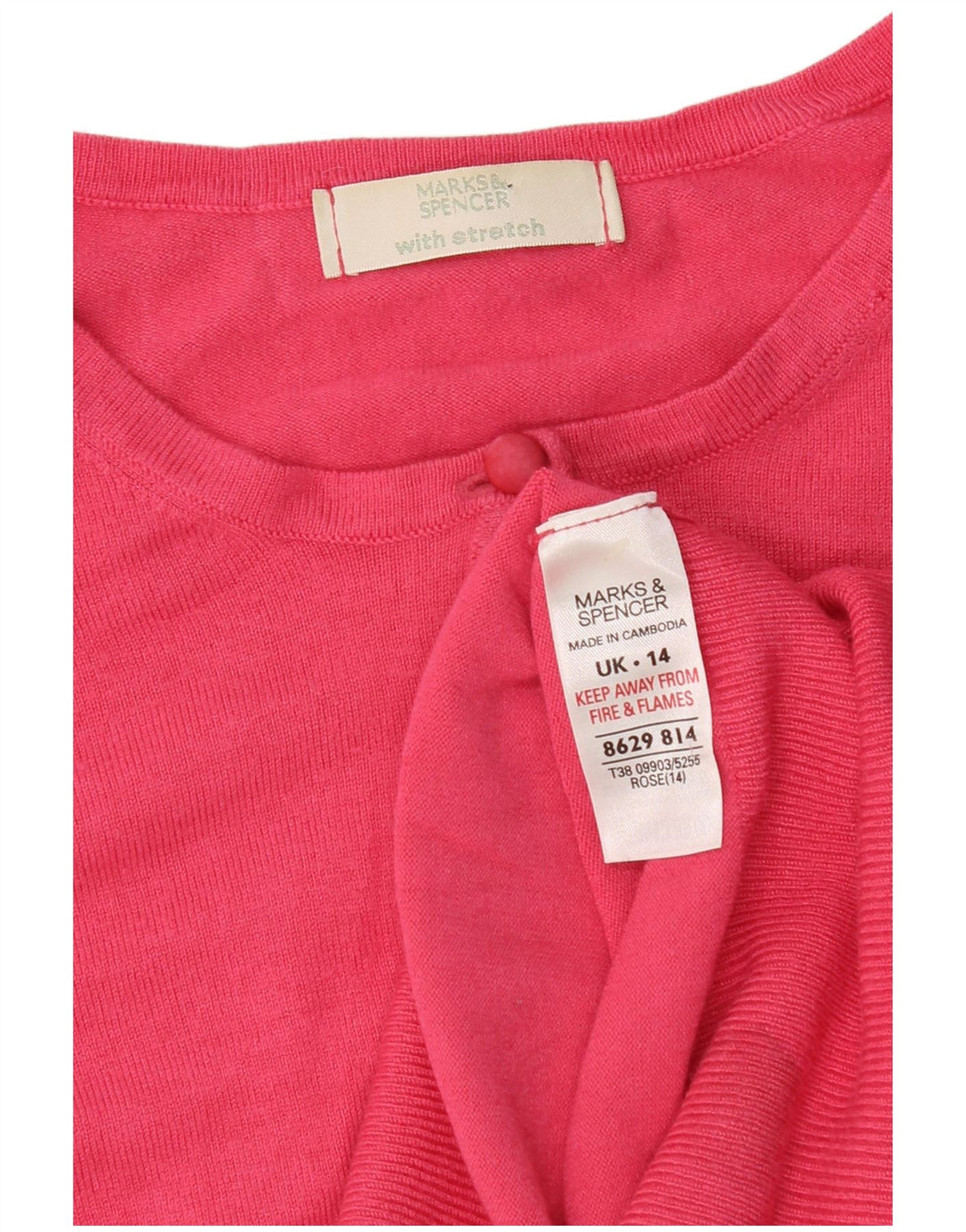 Marks & Spencer Damen Crop Cardigan Pullover UK 14 Mittelrosa Viskose