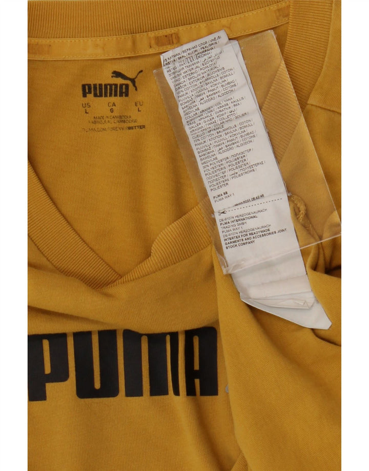 Puma Herren Grafik-T-Shirt-Oberteil, groß, gelbe Baumwolle