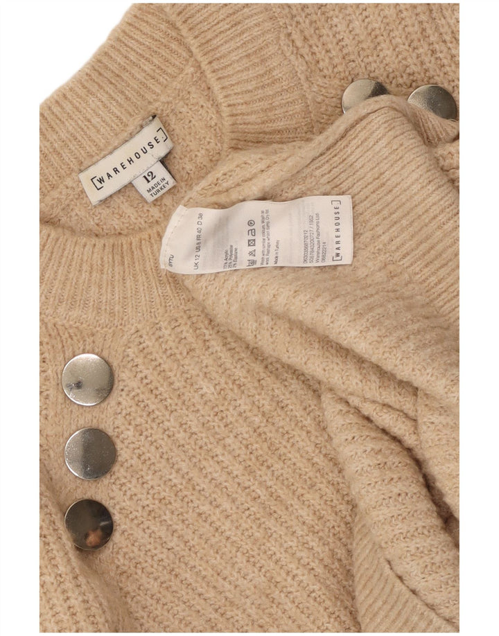 WAREHOUSE Damen-Pullover mit Rundhalsausschnitt, UK 12, Mittelbeige, Acryl