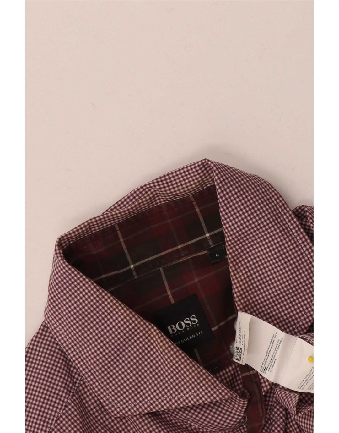 Hugo Boss Herren-Hemd mit normaler Passform, groß, burgunderrot, Gingham-Baumwolle