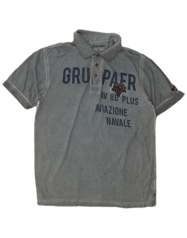 Aviazione Navale Herren-Poloshirt mit Grafik, XL, Blau