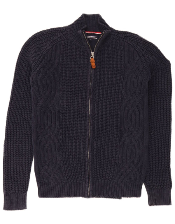 Tommy Hilfiger Jungen-Cardigan-Pullover, 13–14 Jahre, marineblaue Baumwolle