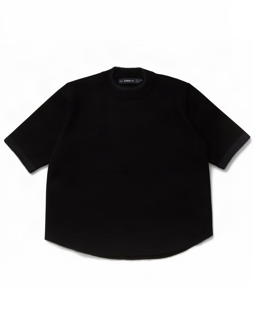 Zara Damen Kurzarm-Crop-Top UK 10 Small Schwarz