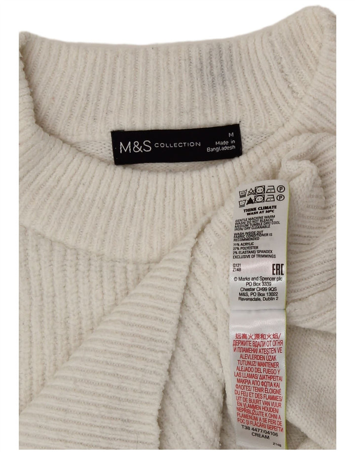 Marks & Spencer Damen-Pullover mit Rundhalsausschnitt, Gr. 14, Mittelweiß, Acryl