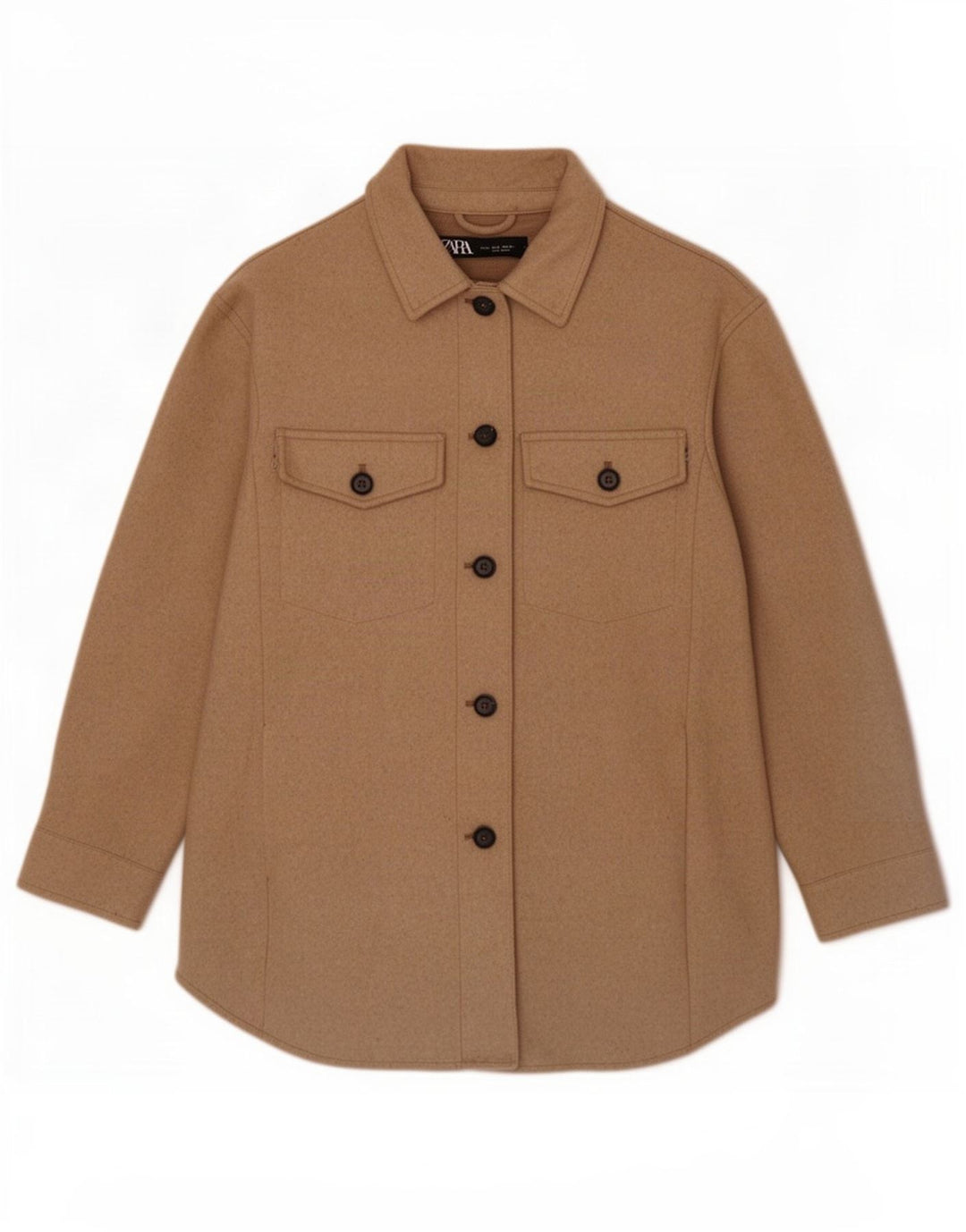 Zara Damen Shacket Übergroße Jacke UK 10 Small Braun Polyester