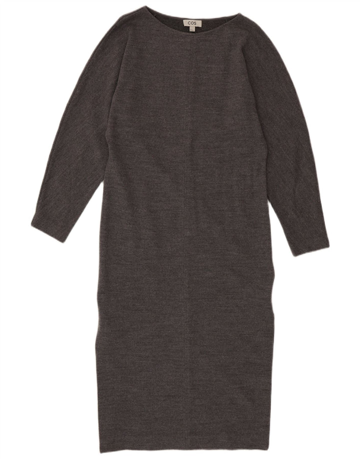 Cos Langarm-Pulloverkleid für Damen, UK 10, Größe S, graue Wolle