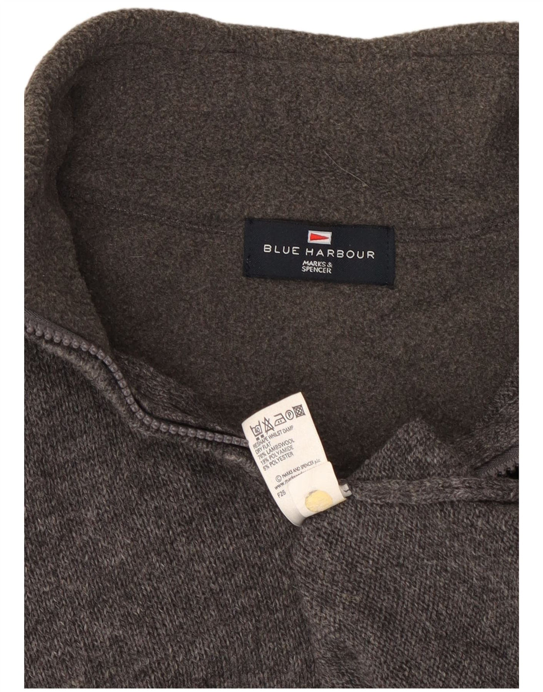 Marks & Spencer Herren Blauer Harbor-Pullover mit Reißverschluss am Hals, Größe S, Grau
