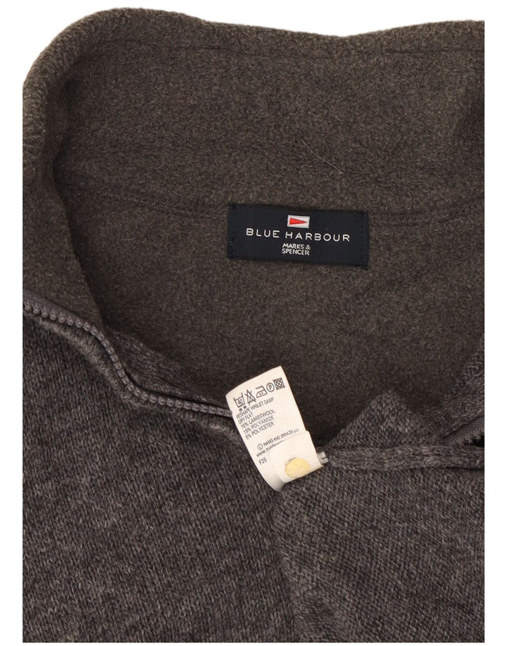 Marks & Spencer Herren Blauer Harbor-Pullover mit Reißverschluss am Hals, Größe S, Grau