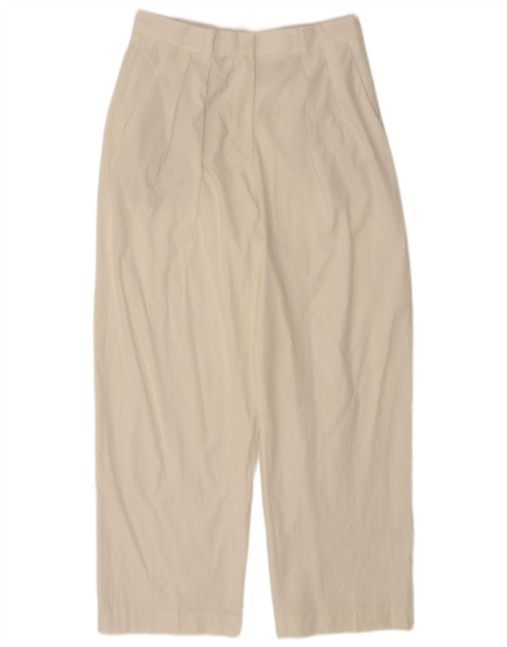 Zara Damen Chino-Hose mit Pegged, mittelgroß, W28, L29, weißes Lyocell