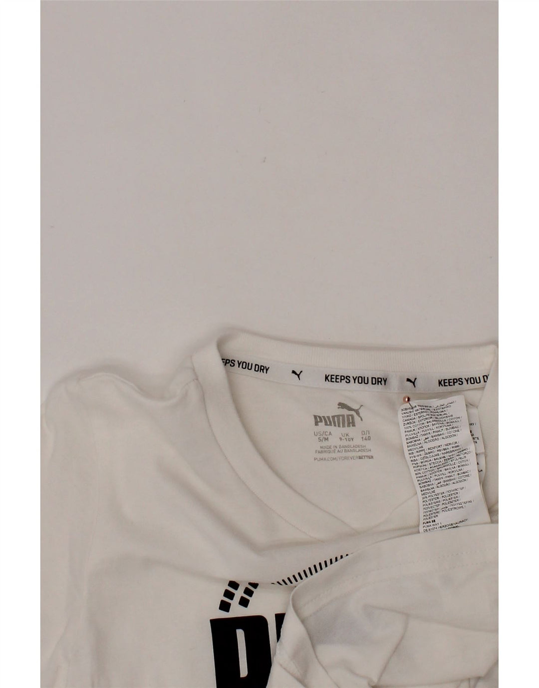 PUMA Jungen T-Shirt mit Grafik, 9–10 Jahre, weiße Baumwolle