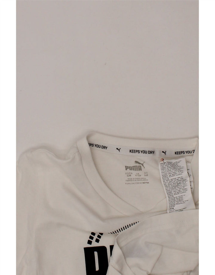 PUMA Jungen T-Shirt mit Grafik, 9–10 Jahre, weiße Baumwolle