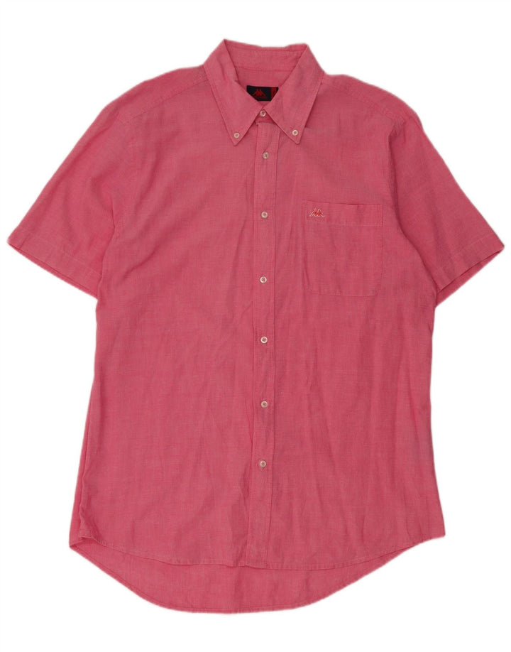 Kappa Herren-Kurzarmhemd, groß, rosa, Baumwolle