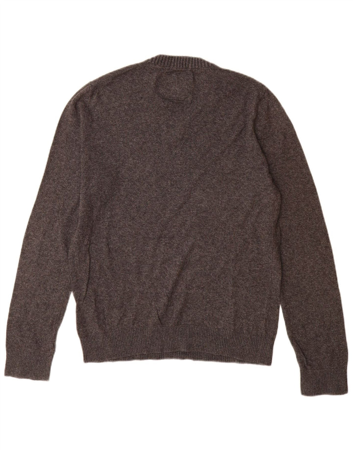 Abercrombie & Fitch Herren-Pullover mit V-Ausschnitt aus mittelgrauer Baumwolle