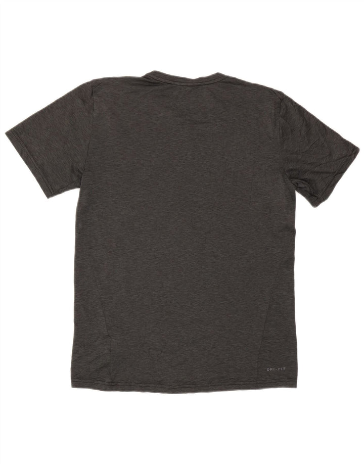 Nike Herren Dri Fit T-Shirt-Oberteil aus mittelgrau meliertem Polyester