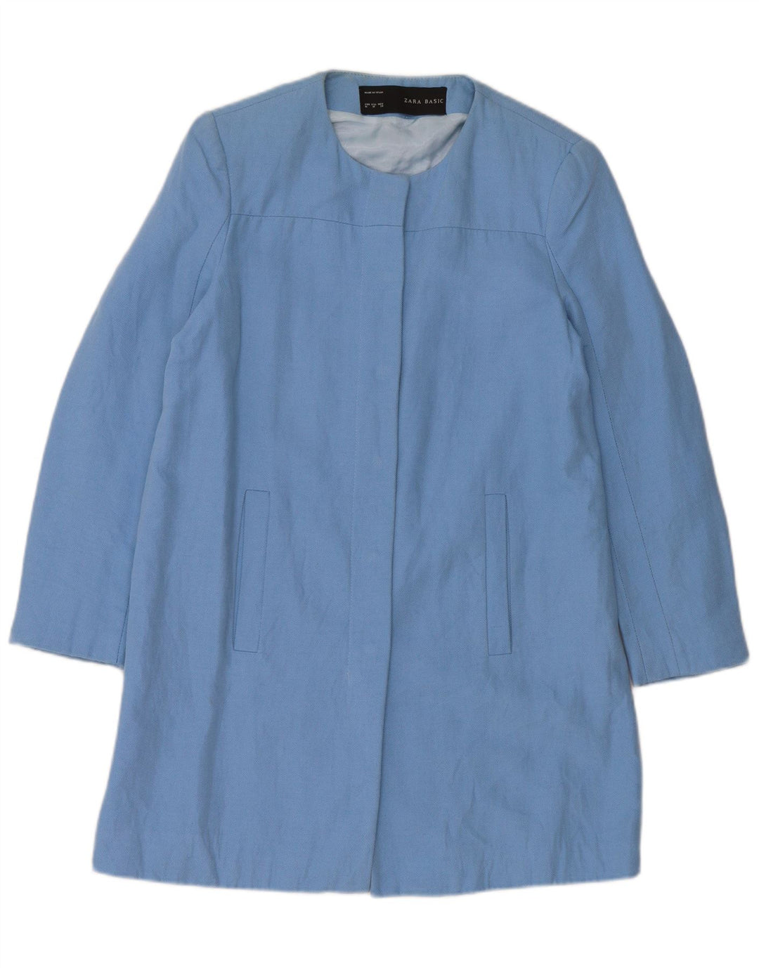 Zara Damen Mantel UK 12 Mittelblaue Baumwolle