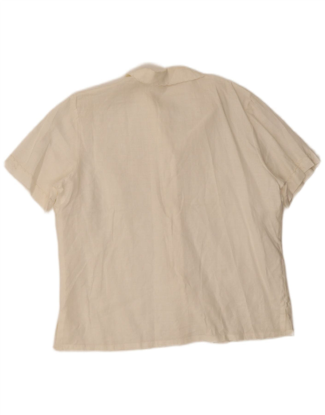 Vintage Damen Kurzarmshirt IT 42 Mittelweißes Blumenleinen