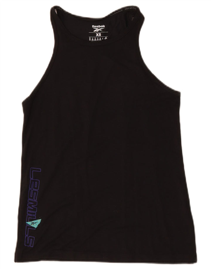 REEBOK Damen Graphic Vest Top UK 4/6 XS Schwarz