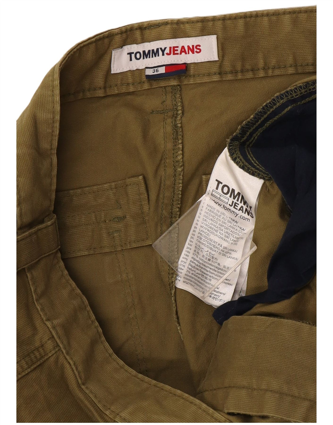 Tommy Hilfiger Herren-Cargo-Cord-Shorts W36, große Khaki-Baumwolle