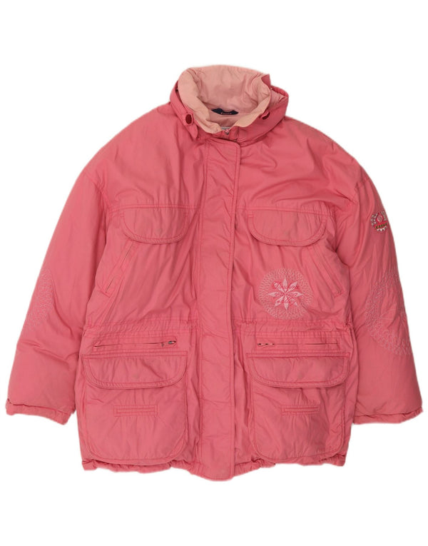 Diadora Womens Graphic Oversized Wattierte Jacke UK 10 Small Pink Polyester