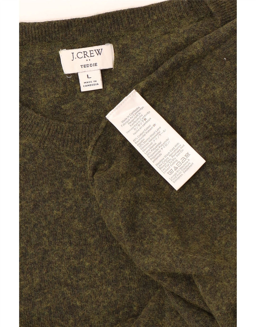 J. CREW Damen Teddie-Pullover mit U-Boot-Ausschnitt, Gr. 16, Größe L, grün gefleckt