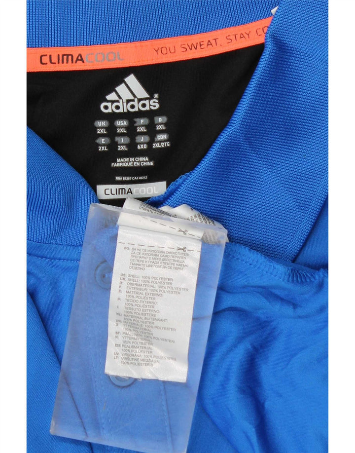 Adidas Herren Climacool Poloshirt 2XL Blau Colourblock Polyester