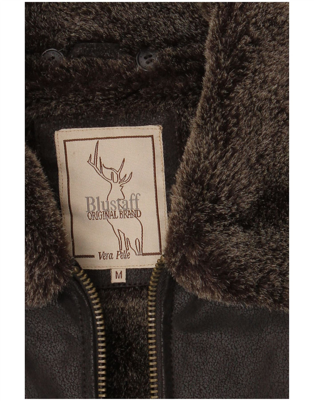 Blustaff Herren Bomber Shearling Jacke UK 38 Mittelbraunes Leder
