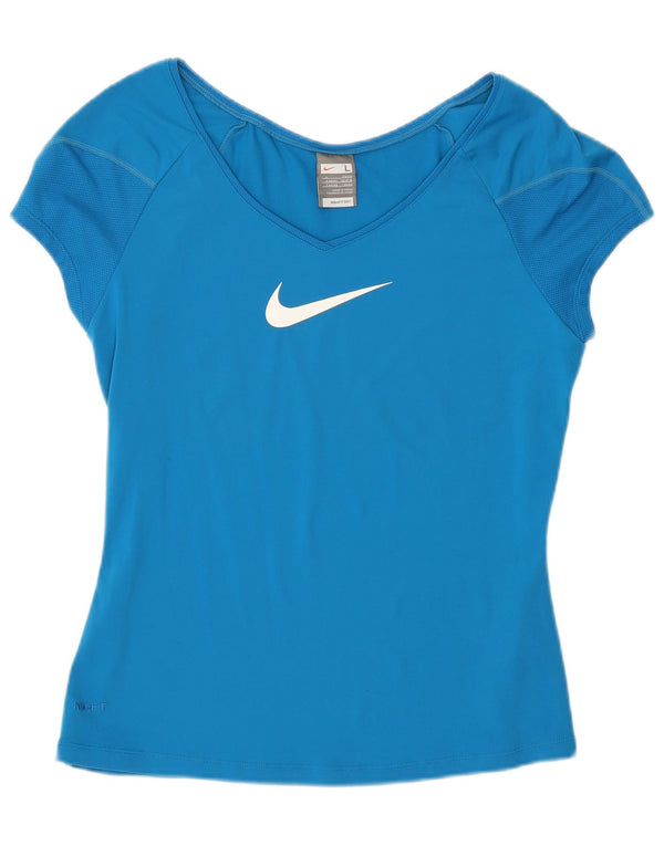 Nike Womens Graphic T-Shirt Top UK 14/16 Large Blue Nylon Sports