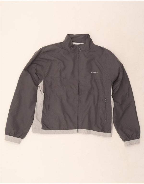 Reebok Damen-Trainingsanzug-Oberteiljacke UK 14 Large Graues Colourblock-Polyester