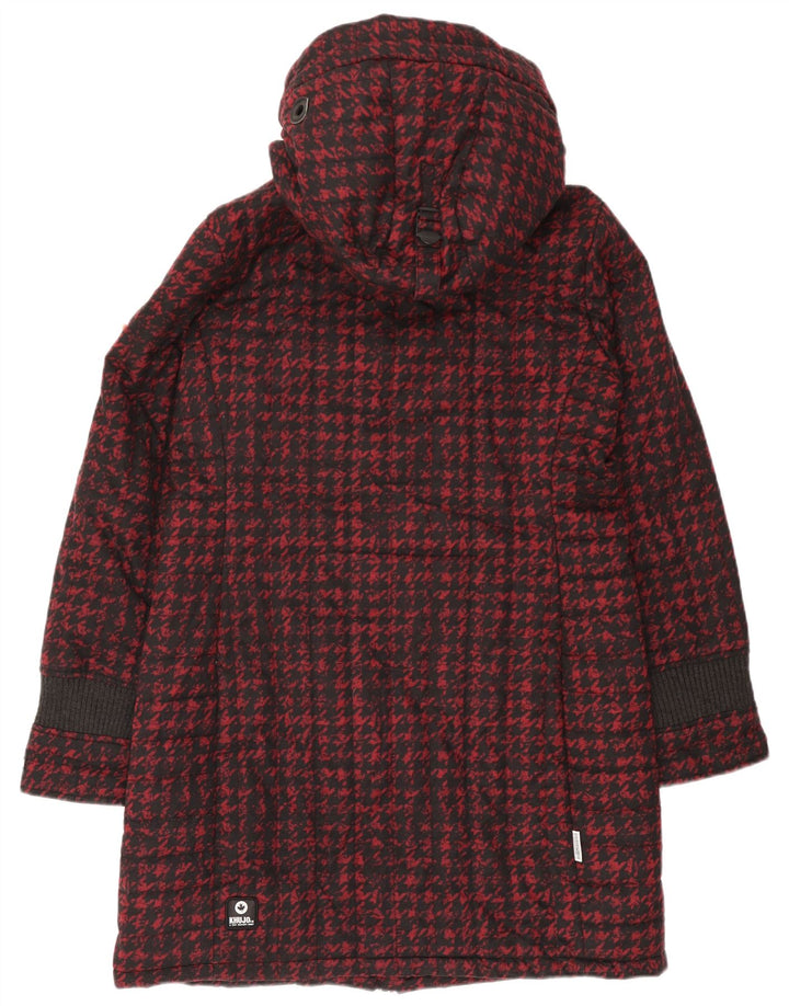 KHUJO Wattierter Damenmantel mit Kapuze UK 18 XL Roter Hahnentritt-Polyester