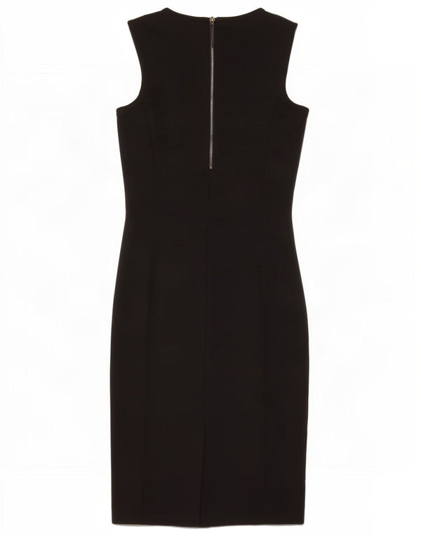 Zara Damen Ärmelloses Etuikleid UK 6 XS Schwarze Viskose