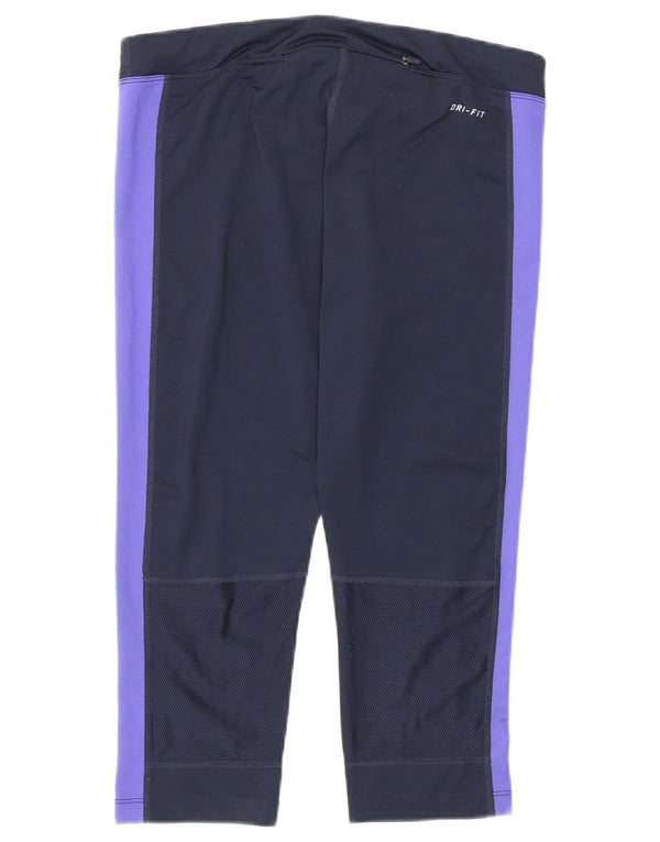 Nike Dri Fit Capri-Leggings für Damen, UK 12, mittleres Marineblau, Farbblock