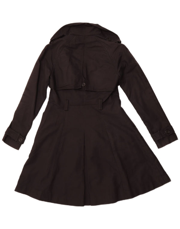 TED BAKER Offener Damen-Trenchcoat, Größe 2, klein, schwarze Baumwolle