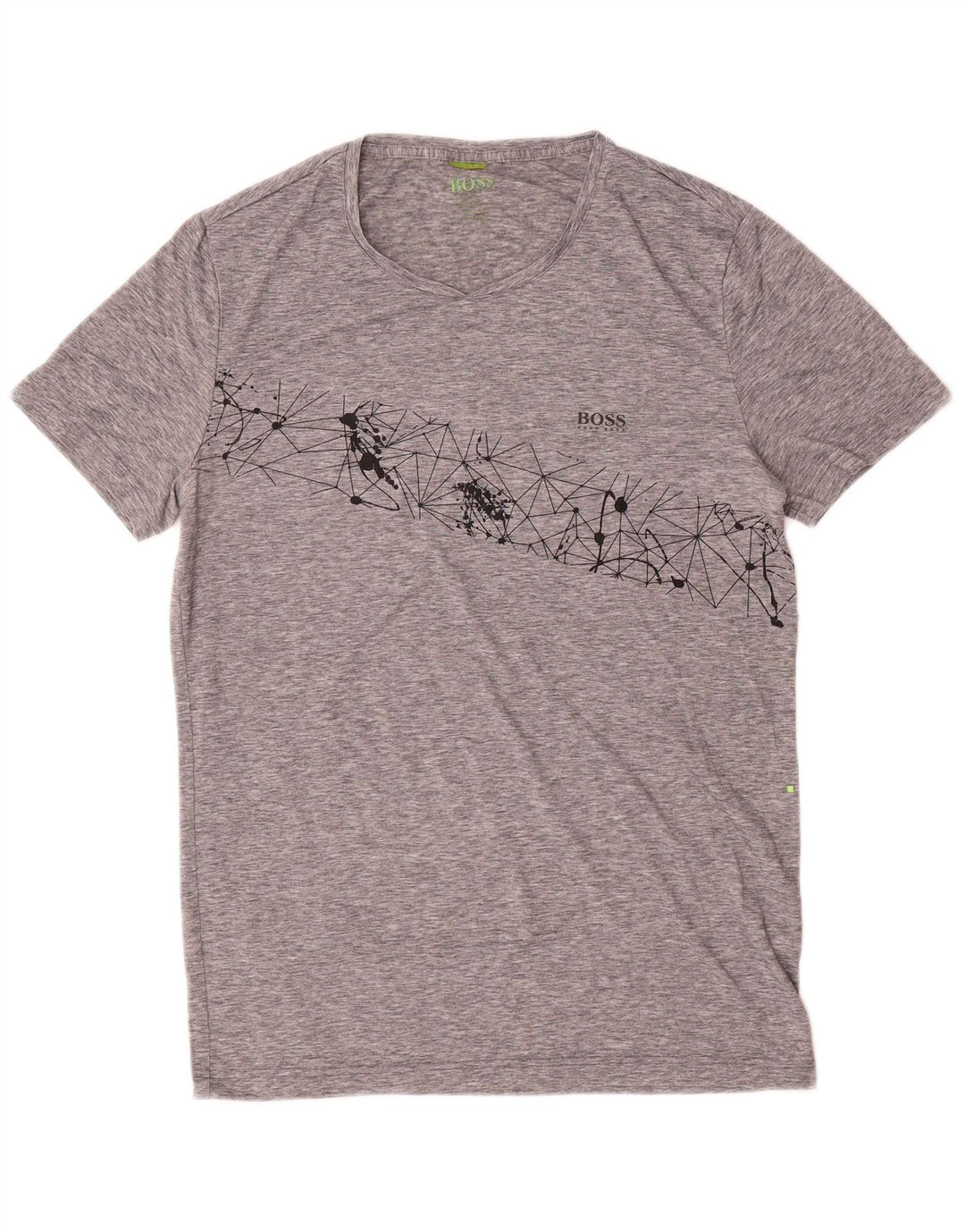 Hugo Boss Herren T-Shirt Top mittelgraues geometrisches Polyester