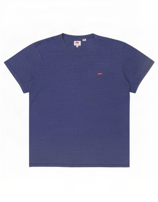 Levi's Herren-T-Shirt-Oberteil XL aus blau gefleckter Baumwolle