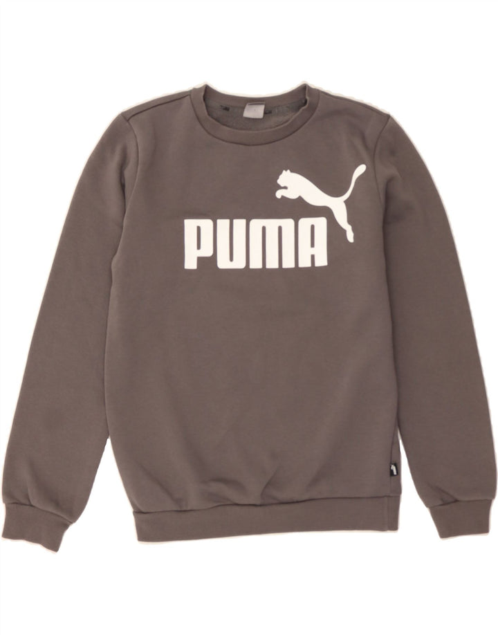 PUMA Boys Graphic Sweatshirt Jumper 13-14 Years XL  Grey Cotton Vintage Puma and Second-Hand Puma from Messina Hembry 