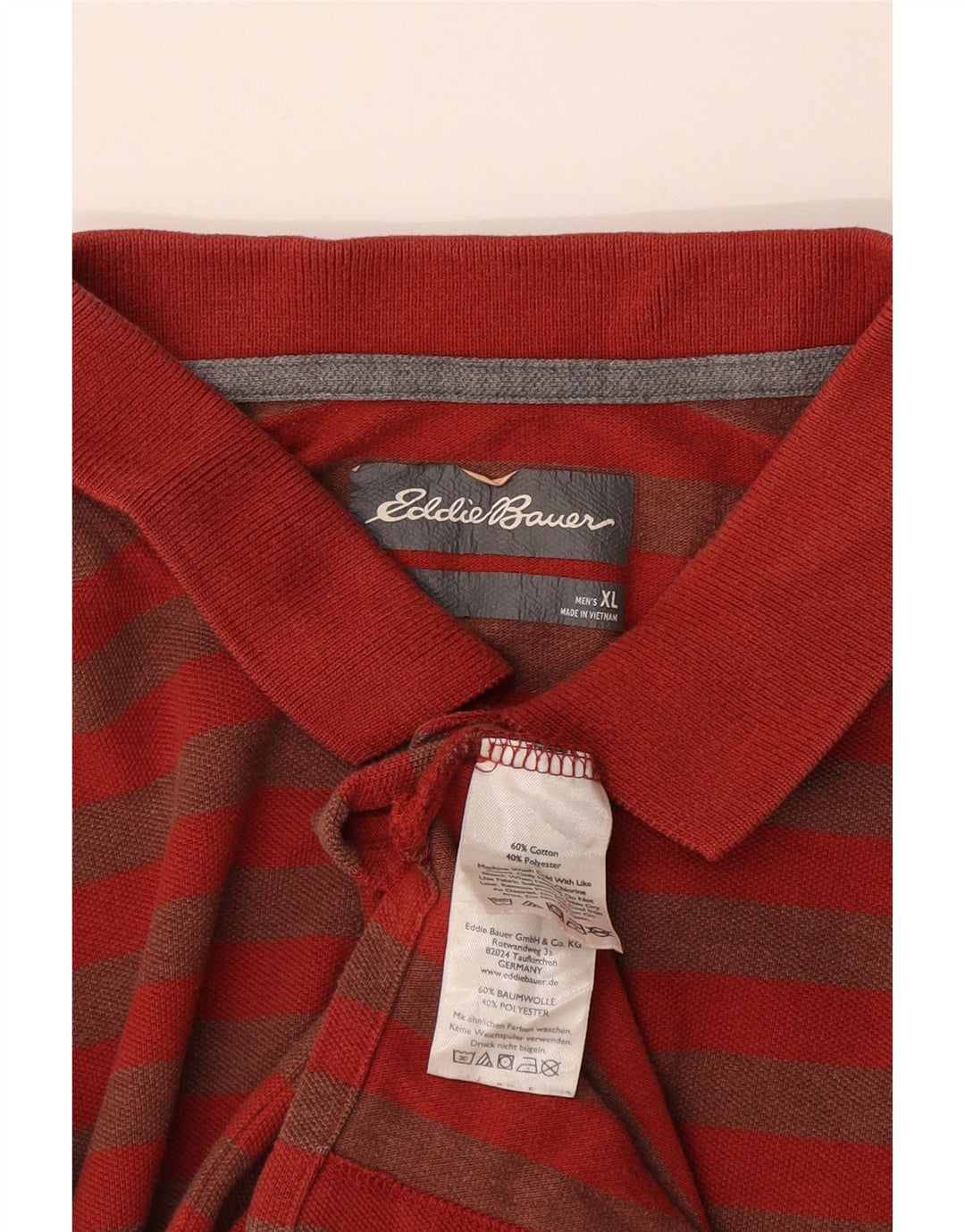 Eddie Bauer Herren-Poloshirt XL, rot gestreift, Baumwolle