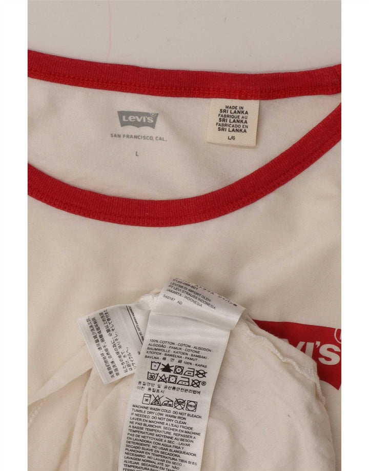 Levi's Damen T-Shirt Top UK 16 Large Weiße Baumwolle