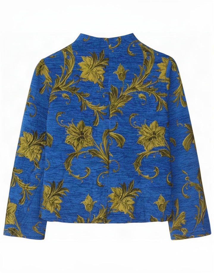 Naracamicie Damen-Blazer mit 5 Knöpfen, Gr. 46, groß, blau, Blumenmuster, Acryl