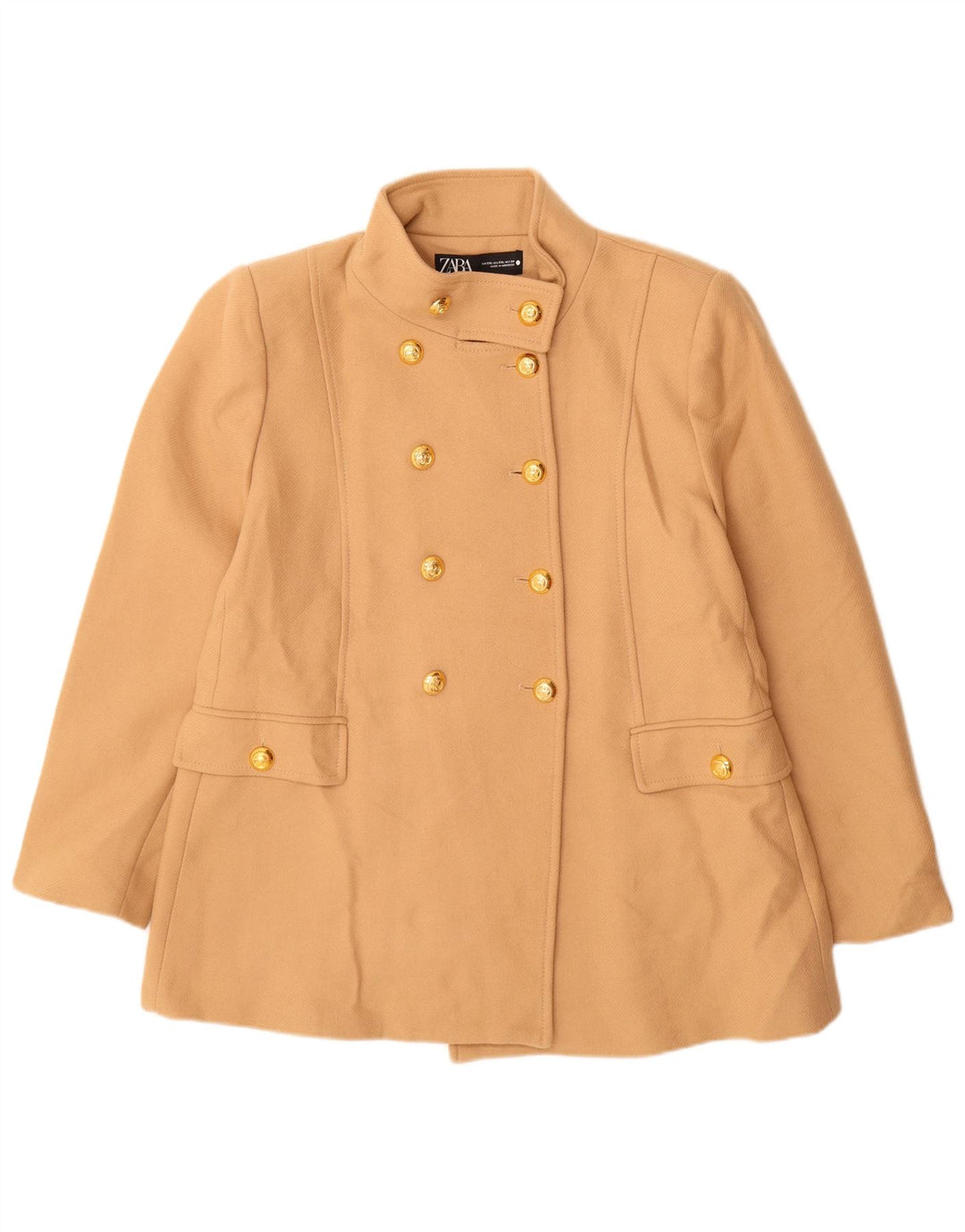 Zara Damen Pea Coat UK 20 2XL Beige Wolle
