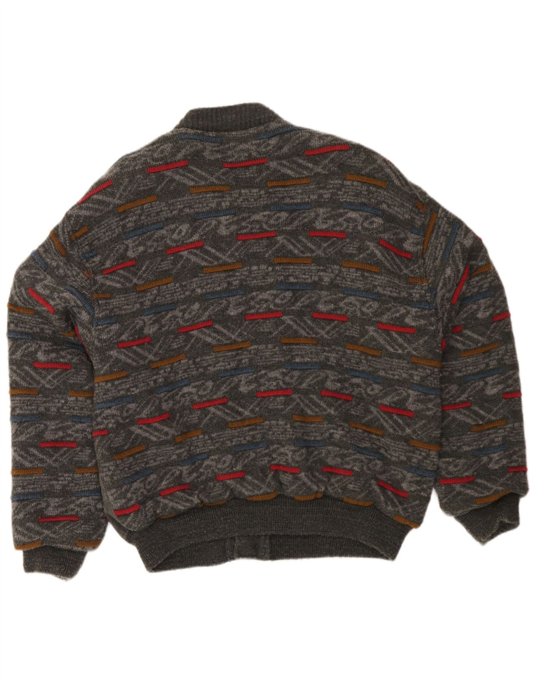 Vintage Herren Bomberjacke Groß Grau Geometrisch