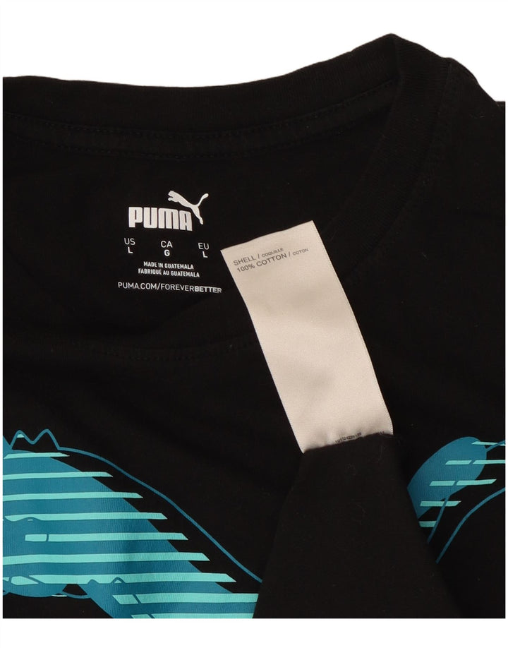 Puma Herren T-Shirt mit Grafik, groß, aus schwarzer Baumwolle