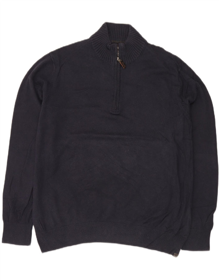 EDDIE BAUER Herren-Pullover mit Reißverschluss, XL, marineblaue Baumwolle
