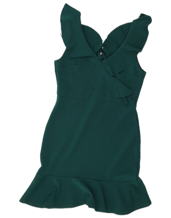 Quiz Ärmelloses Etuikleid für Damen UK 12 Mittelgrünes Polyester