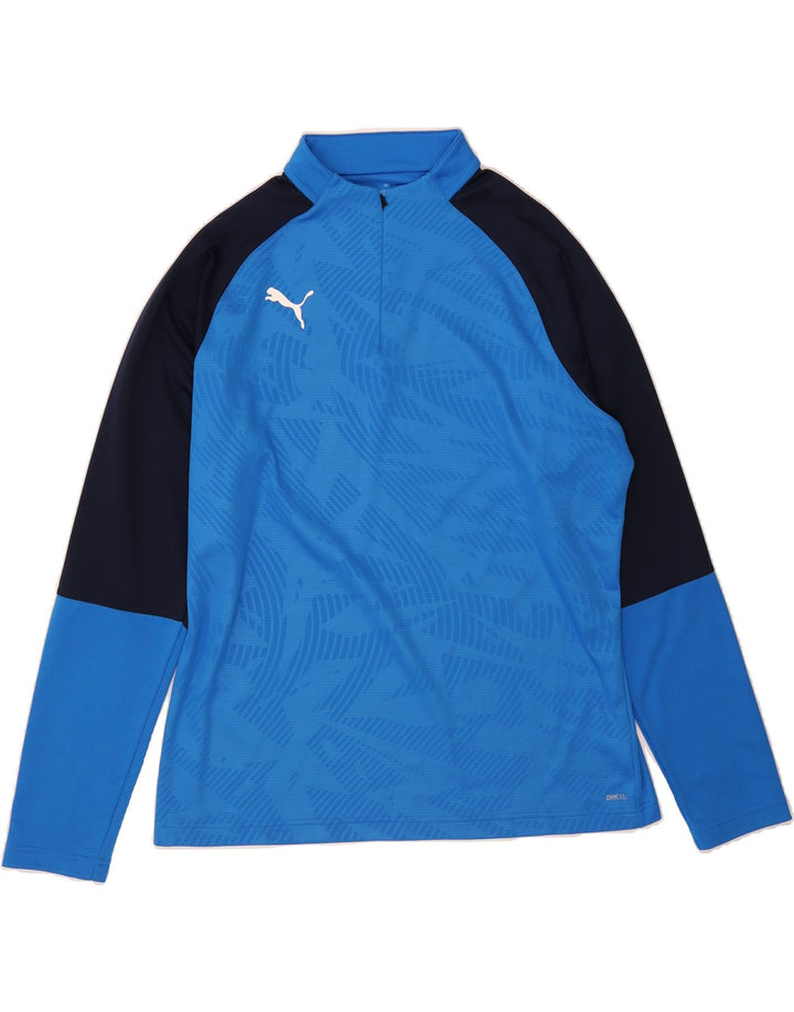 PUMA Mens Zip Neck Pullover Tracksuit Top XL Blue Colourblock Polyester Vintage Puma and Second-Hand Puma from Messina Hembry 