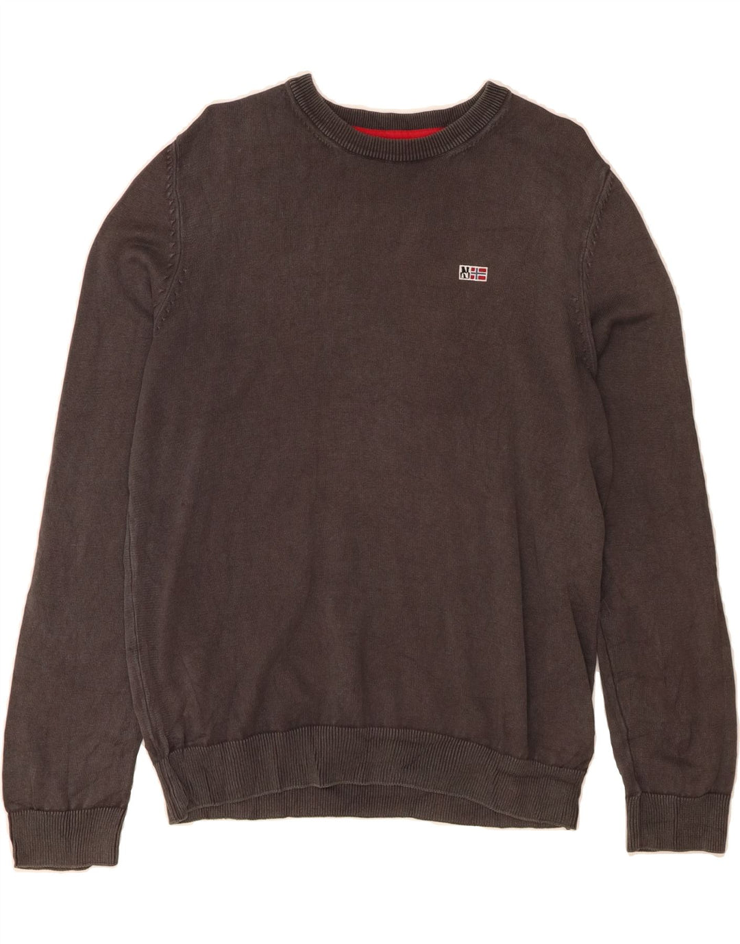 NAPAPIJRI Mens Boat Neck Jumper Sweater Small Grey Cotton Vintage Napapijri and Second-Hand Napapijri from Messina Hembry 