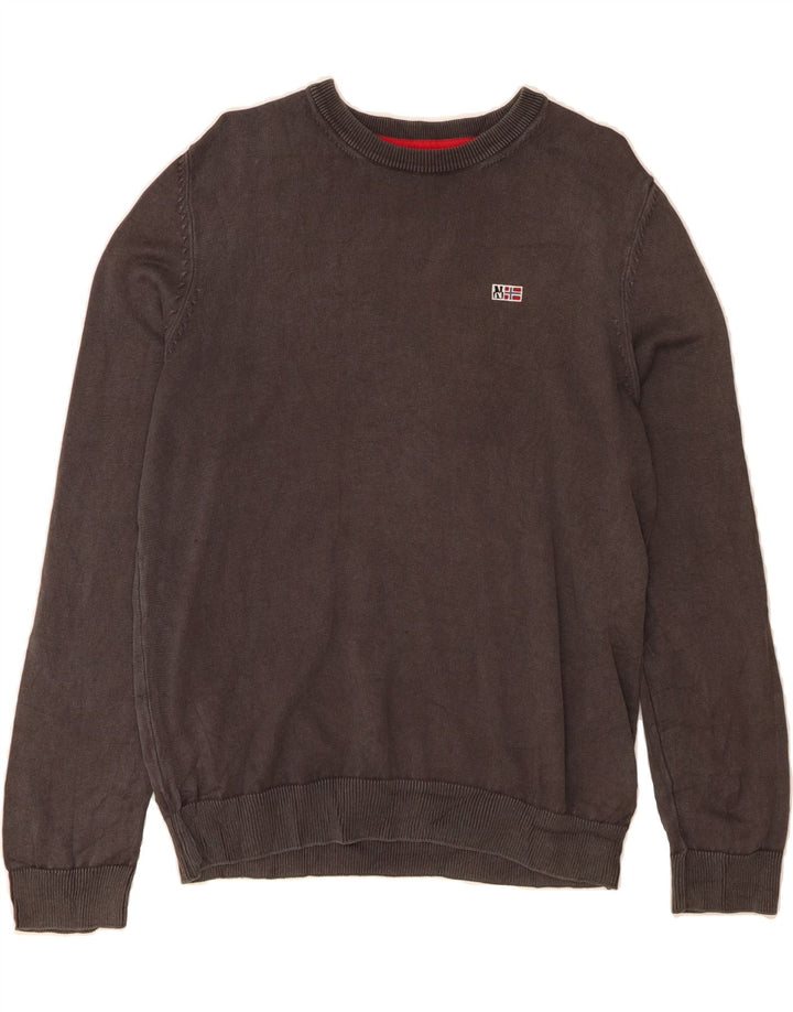 NAPAPIJRI Mens Boat Neck Jumper Sweater Small Grey Cotton Vintage Napapijri and Second-Hand Napapijri from Messina Hembry 
