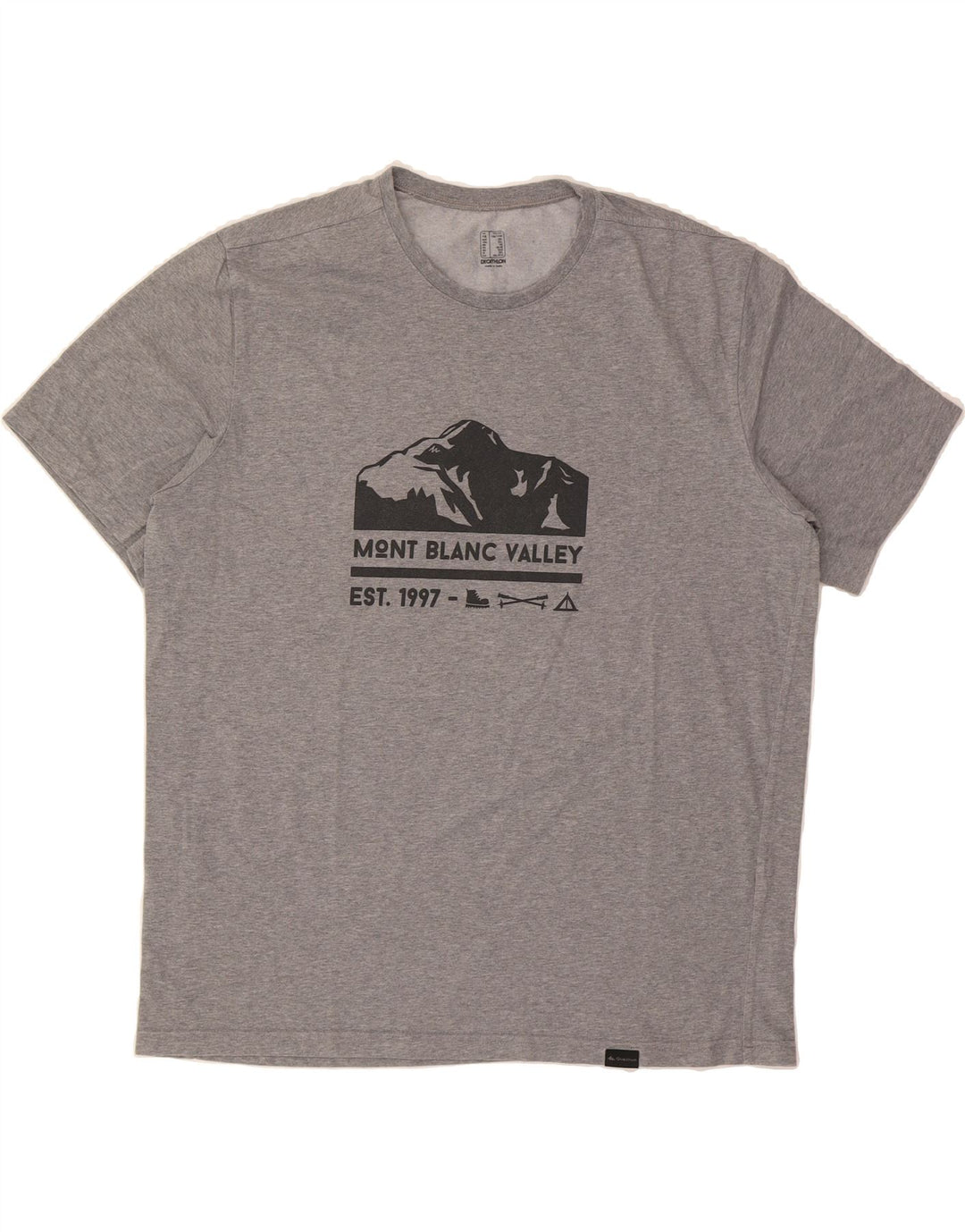DECATHLON Mens Graphic T-Shirt Top 2XL Grey Vintage Decathlon and Second-Hand Decathlon from Messina Hembry 