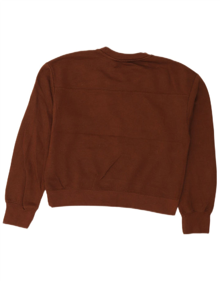 Zara Damen Crop Sweatshirt Pullover UK 10 Small Braun Polyester