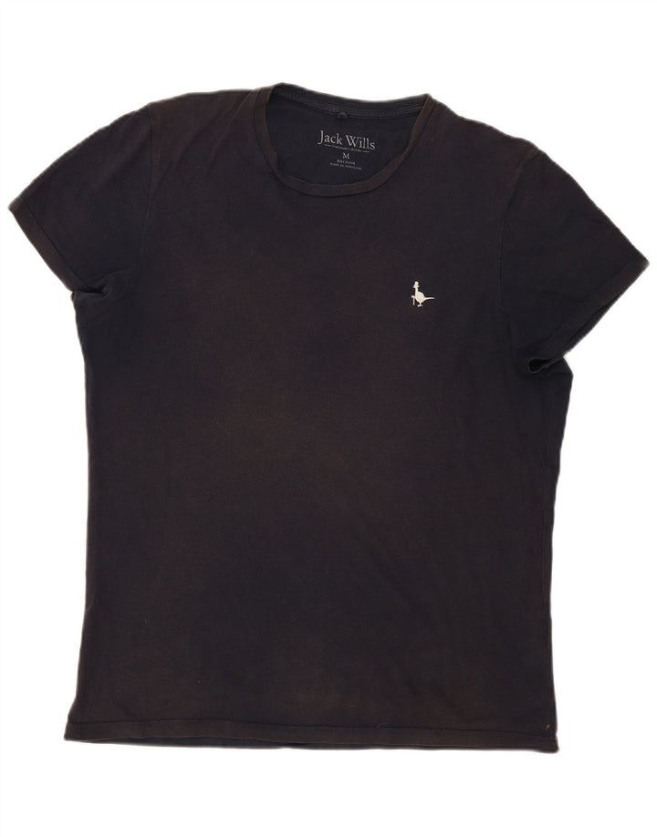 Jack Wills Herren-T-Shirt-Oberteil aus mittelblauer Baumwolle in Marineblau